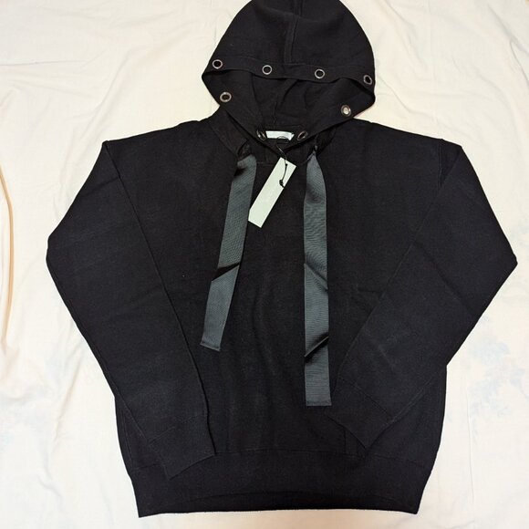 Revolve One Grey Day Black Sydney Grommet Hoodie M - Picture 2 of 9